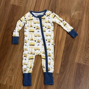 Beba Baby Bamboo Boys Construction Theme Sleeper Pajamas 3-6 Months VGC